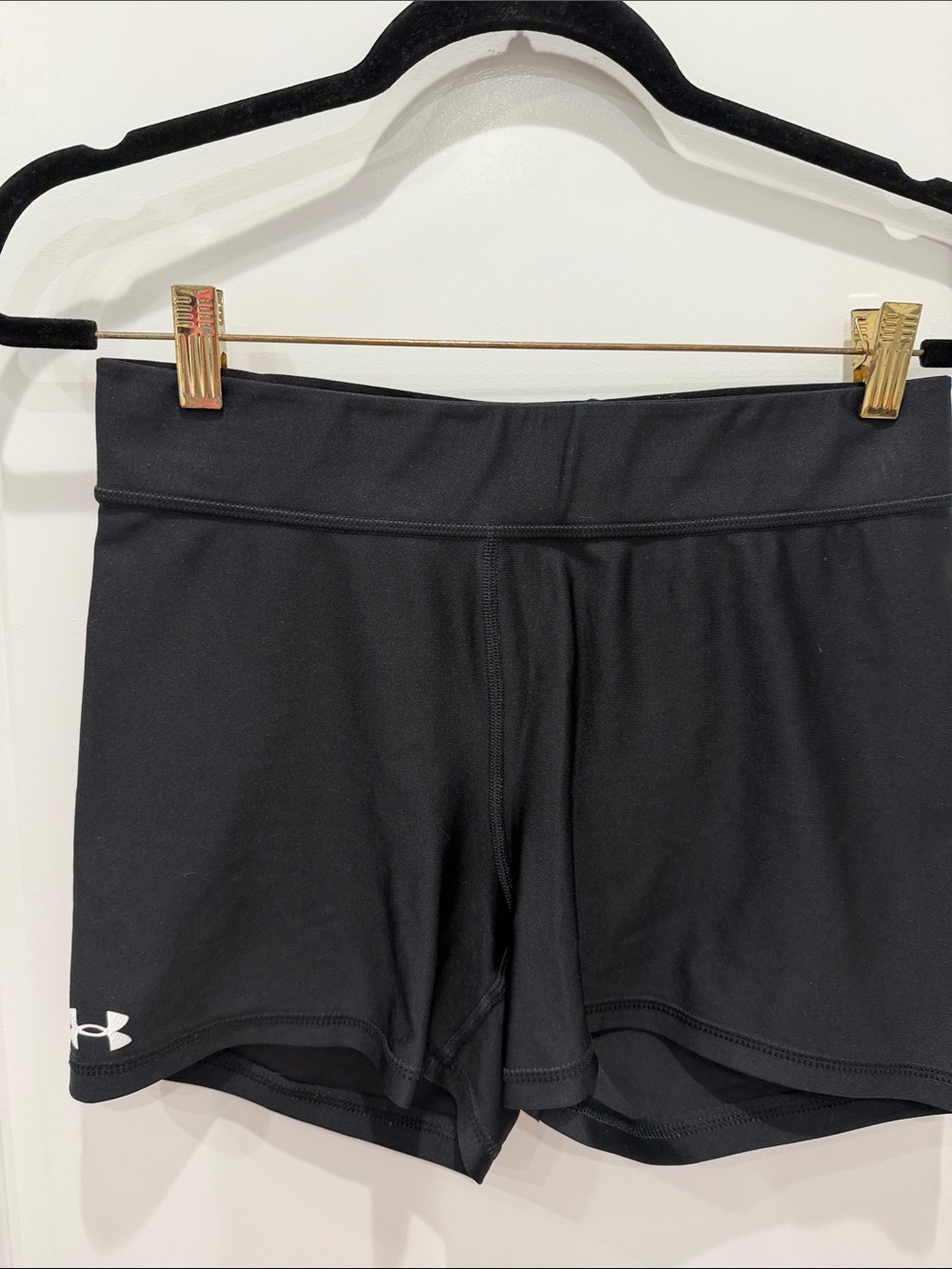 Under Armour Black Women's Athletic Shorts with White Logo